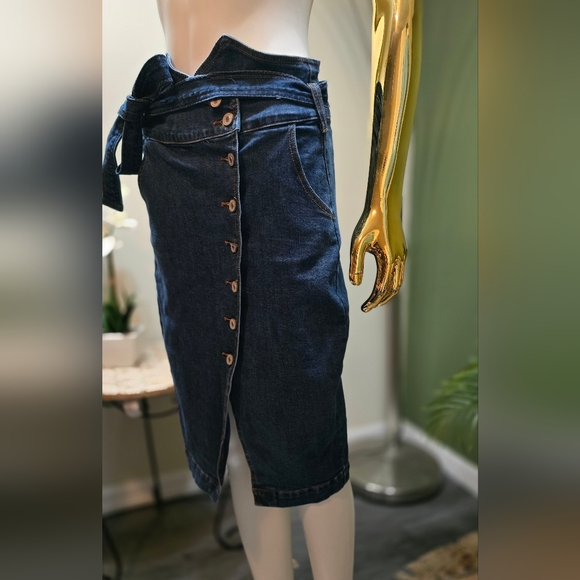 KanCan High Waisted Strappy Jean Skirt Size S - Picture 5 of 8